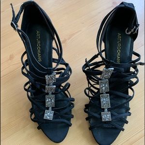 black dressy sandals